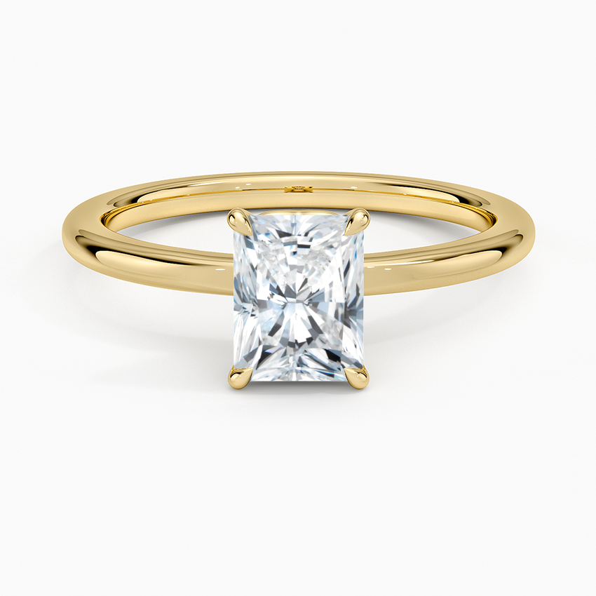 Hidden Heart Solitaire Ring Yellow Gold 18k Radiant Engagement Ring
