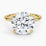 Hidden Heart Solitaire Ring Yellow Gold 18k Round Engagement Ring