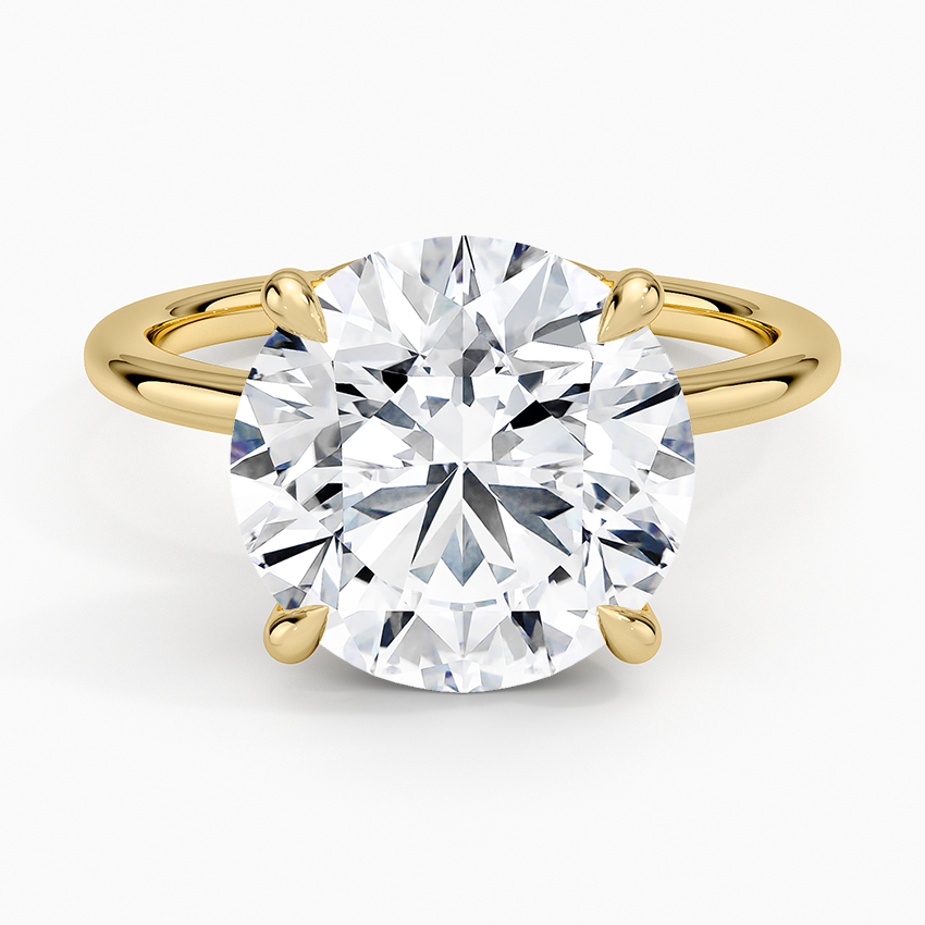 Hidden Heart Solitaire Ring Yellow Gold 18k Round Engagement Ring