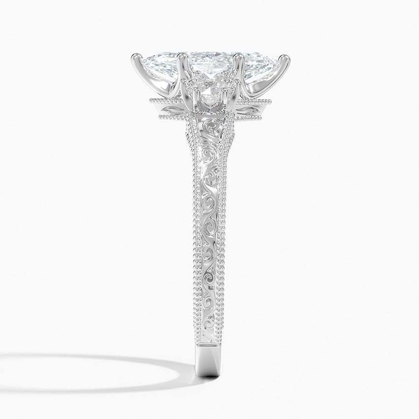 Hudson Engraved Three Stone Diamond Ring (1/3 ct. tw.) Platinum Marquise Engagement Ring
