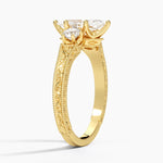 Hudson Engraved Three Stone Diamond Ring (1/3 ct. tw.) Yellow Gold 18k Marquise Engagement Ring