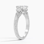 Hudson Engraved Three Stone Diamond Ring (1/3 ct. tw.) Platinum Oval Engagement Ring