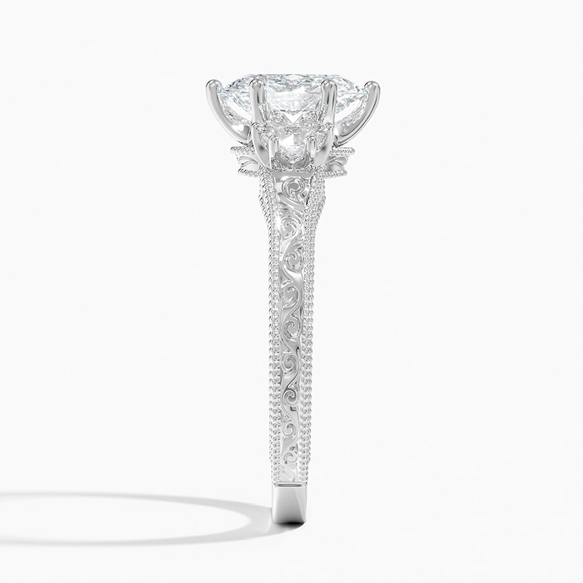 Hudson Engraved Three Stone Diamond Ring (1/3 ct. tw.) Platinum Oval Engagement Ring
