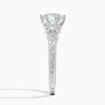 Hudson Engraved Three Stone Diamond Ring (1/3 ct. tw.) Platinum Round Engagement Ring