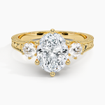 Hudson Engraved Three Stone Diamond Ring (1/3 ct. tw.) Yellow Gold 18k Oval Engagement Ring