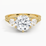 Hudson Engraved Three Stone Diamond Ring (1/3 ct. tw.) Yellow Gold 18k Round Engagement Ring