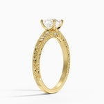 Hudson Engraved Diamond Ring Yellow Gold 18k Cushion Engagement Ring