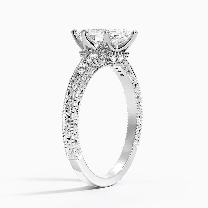 Hudson Engraved Diamond Ring Platinum Marquise Engagement Ring