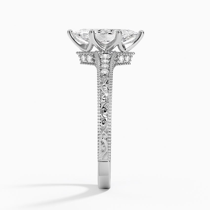 Hudson Engraved Diamond Ring Platinum Marquise Engagement Ring