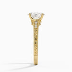 Hudson Engraved Diamond Ring Yellow Gold 18k Oval Engagement Ring