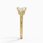 Hudson Engraved Diamond Ring Yellow Gold 18k Radiant Engagement Ring