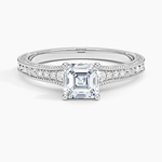 Hudson Engraved Diamond Ring Platinum Asscher Engagement Ring