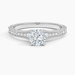 Hudson Engraved Diamond Ring Platinum Cushion Engagement Ring