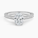 Hudson Engraved Diamond Ring Platinum Oval Engagement Ring