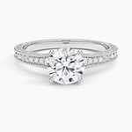 Hudson Engraved Diamond Ring Platinum Round Engagement Ring