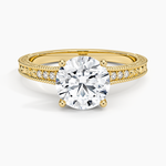 Hudson Engraved Diamond Ring Yellow Gold 18k Round Engagement Ring