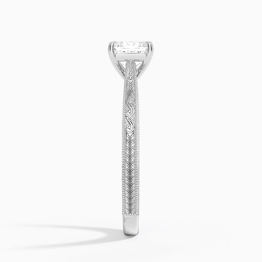 Elsie Engraved Ring Platinum Asscher Engagement Ring