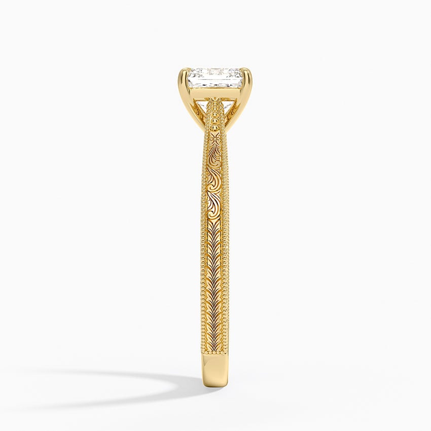 Elsie Engraved Ring Yellow Gold 18k Asscher Engagement Ring