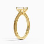 Elsie Engraved Ring Yellow Gold 18k Emerald Engagement Ring