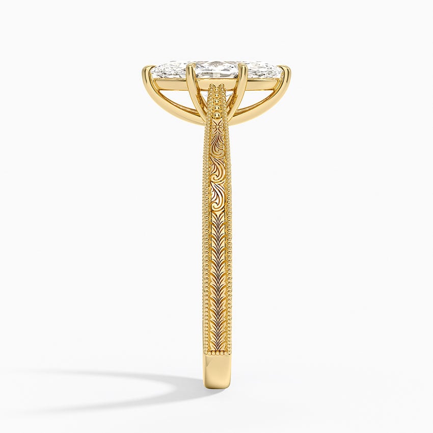 Elsie Engraved Ring Yellow Gold 18k Marquise Engagement Ring