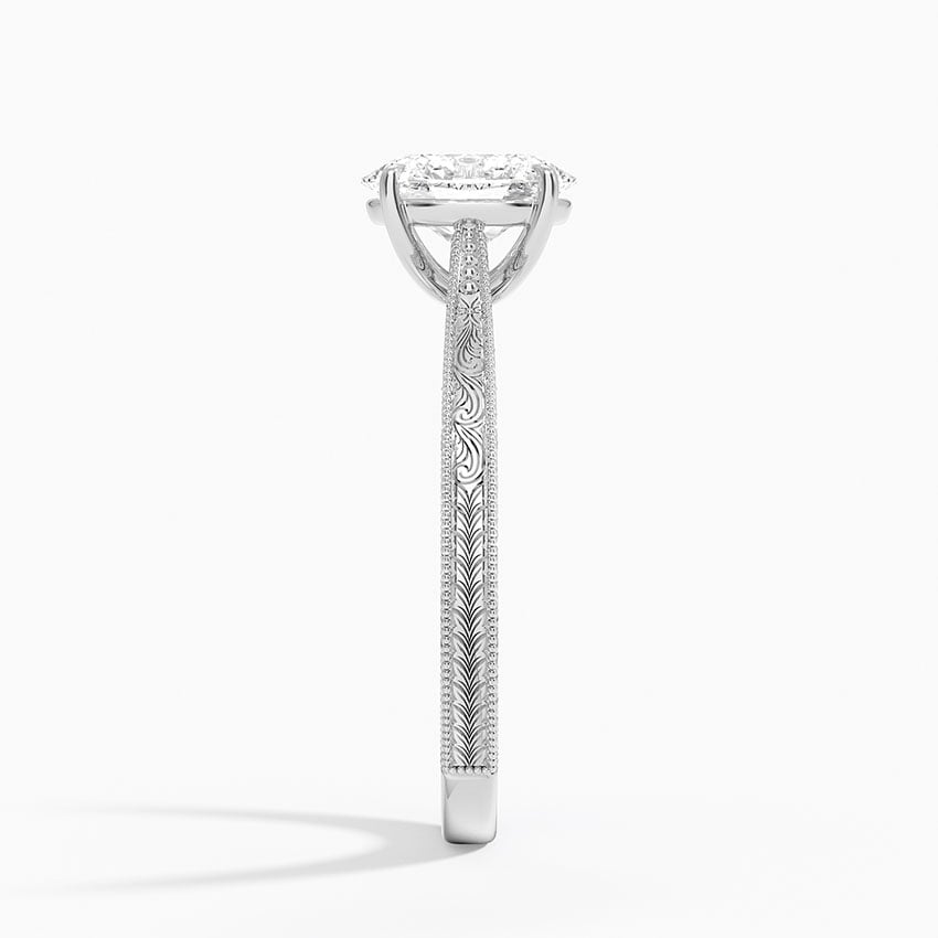 Elsie Engraved Ring Platinum Oval Engagement Ring