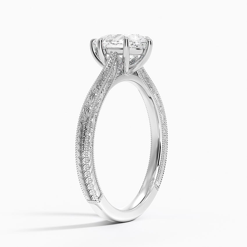 Elsie Engraved Ring Platinum Pear Engagement Ring