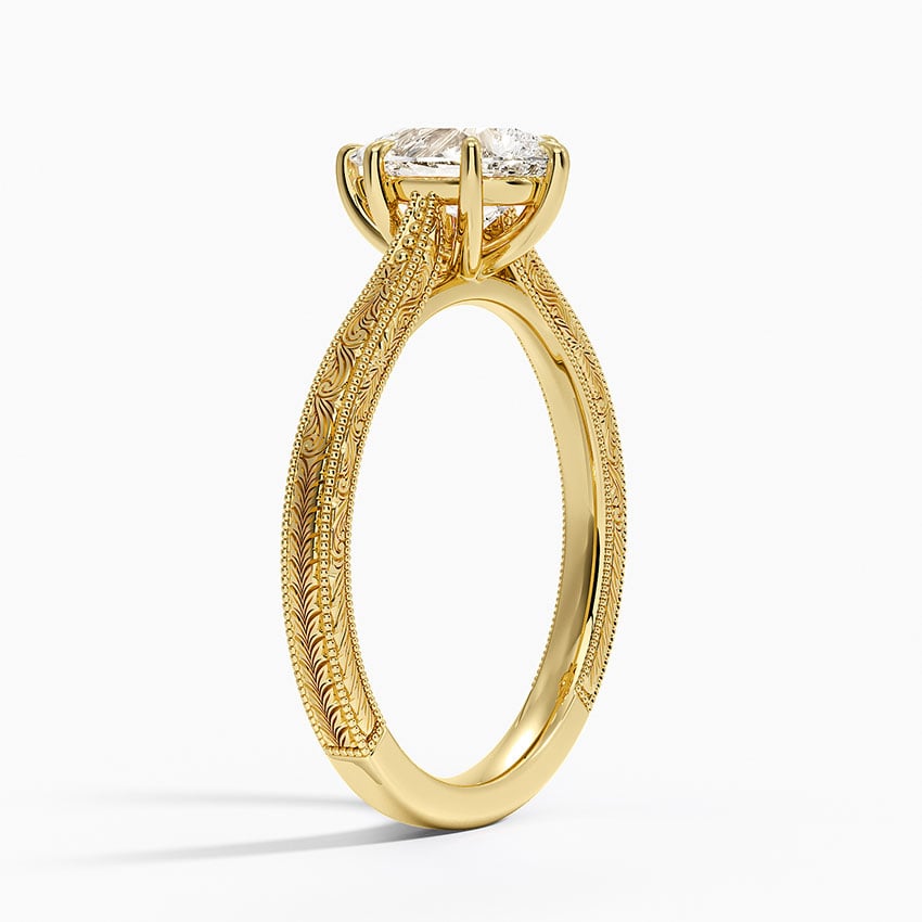 Elsie Engraved Ring Yellow Gold 18k Pear Engagement Ring