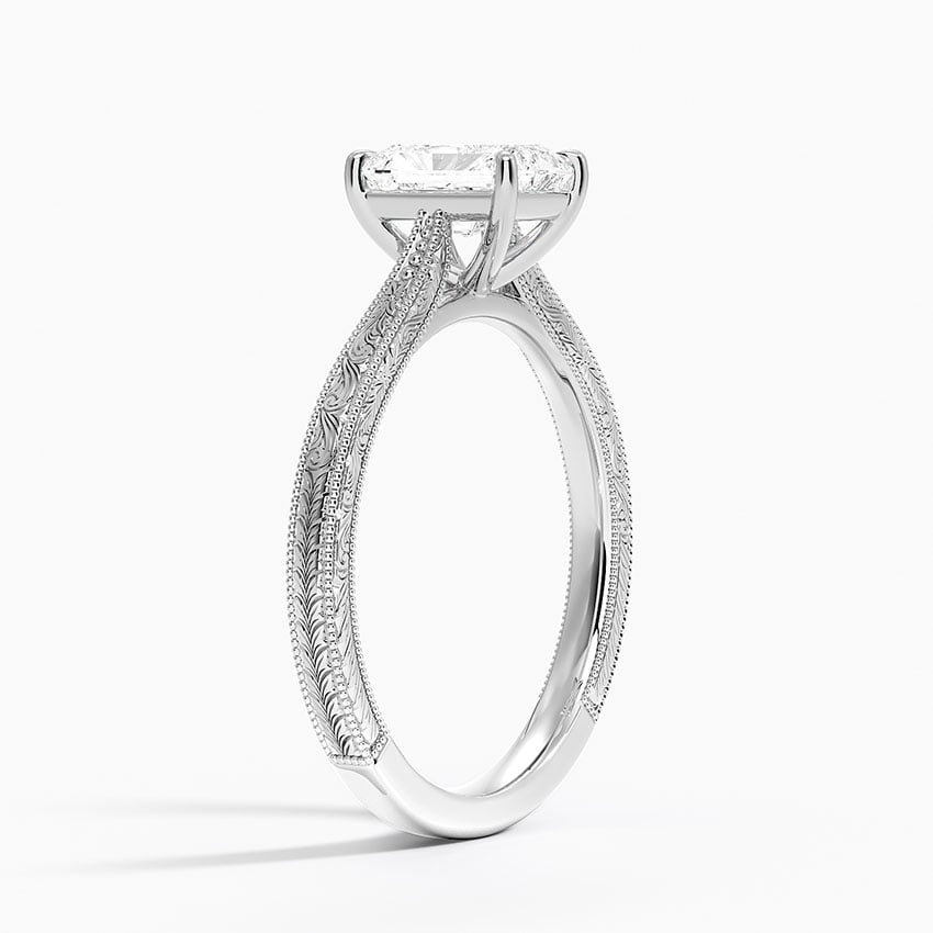 Elsie Engraved Ring Platinum Radiant Engagement Ring