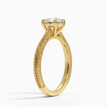 Elsie Engraved Ring Yellow Gold 18k Round Engagement Ring