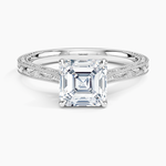 Elsie Engraved Ring Platinum Asscher Engagement Ring