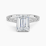 Elsie Engraved Ring Platinum Emerald Engagement Ring