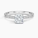 Elsie Engraved Ring Platinum Princess Engagement Ring