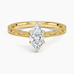 Elsie Engraved Ring Yellow Gold 18k Marquise Engagement Ring