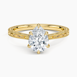 Elsie Engraved Ring Yellow Gold 18k Pear Engagement Ring