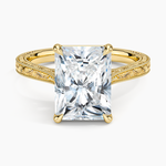 Elsie Engraved Ring Yellow Gold 18k Radiant Engagement Ring