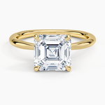 Freesia 2mm Solitaire Ring Yellow Gold 18k Asscher Engagement Ring