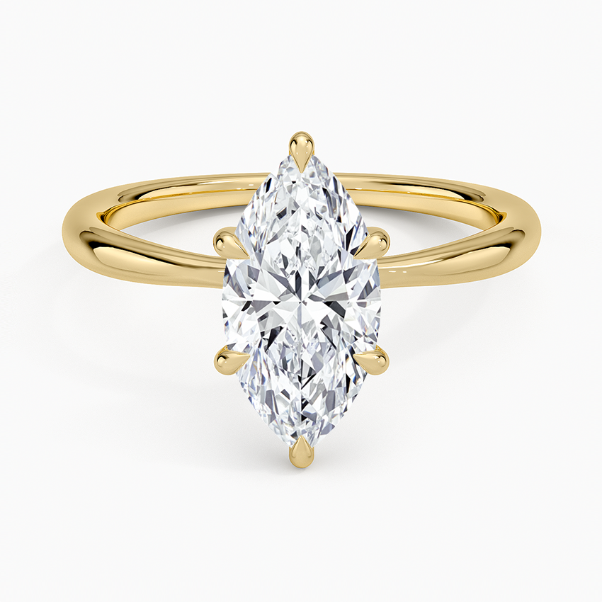 Freesia 2mm Solitaire Ring Yellow Gold 18k Marquise Engagement Ring