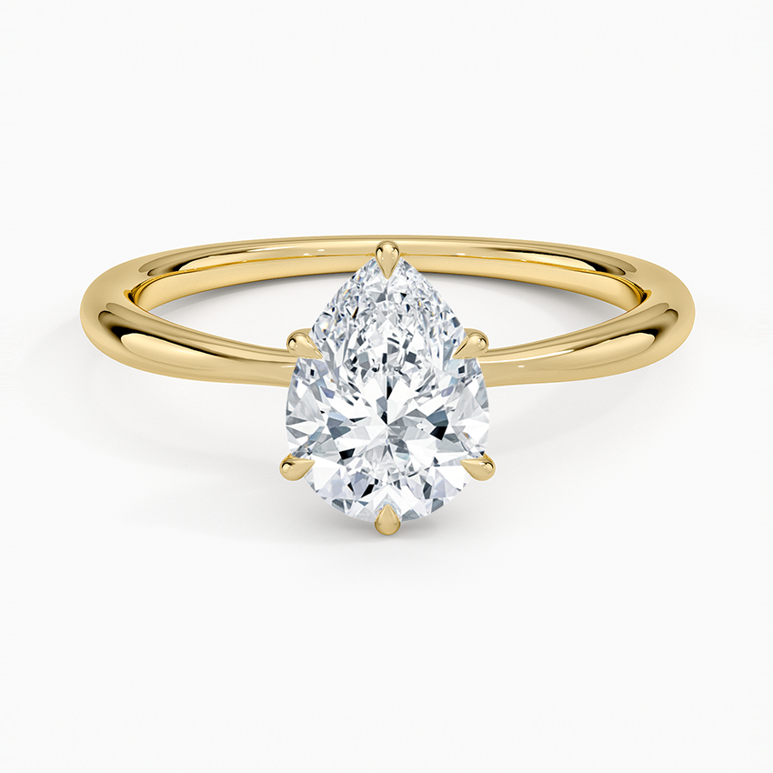 Freesia 2mm Solitaire Ring Yellow Gold 18k Pear Engagement Ring