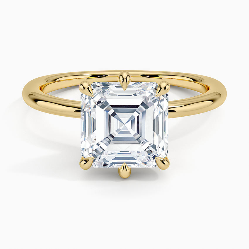 Freesia Six-Prong Solitaire Ring Yellow Gold 18k Asscher Engagement Ring