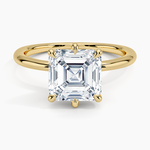 Freesia Six-Prong Solitaire Ring Yellow Gold 18k Asscher Engagement Ring