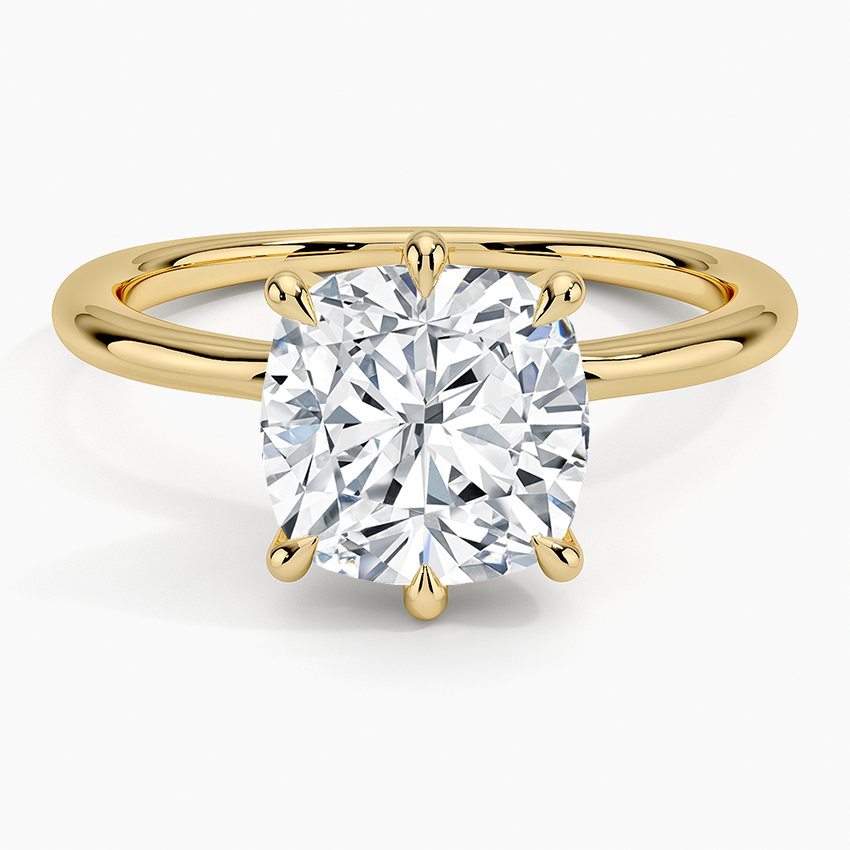 Freesia Six-Prong Solitaire Ring Yellow Gold 18k Cushion Engagement Ring