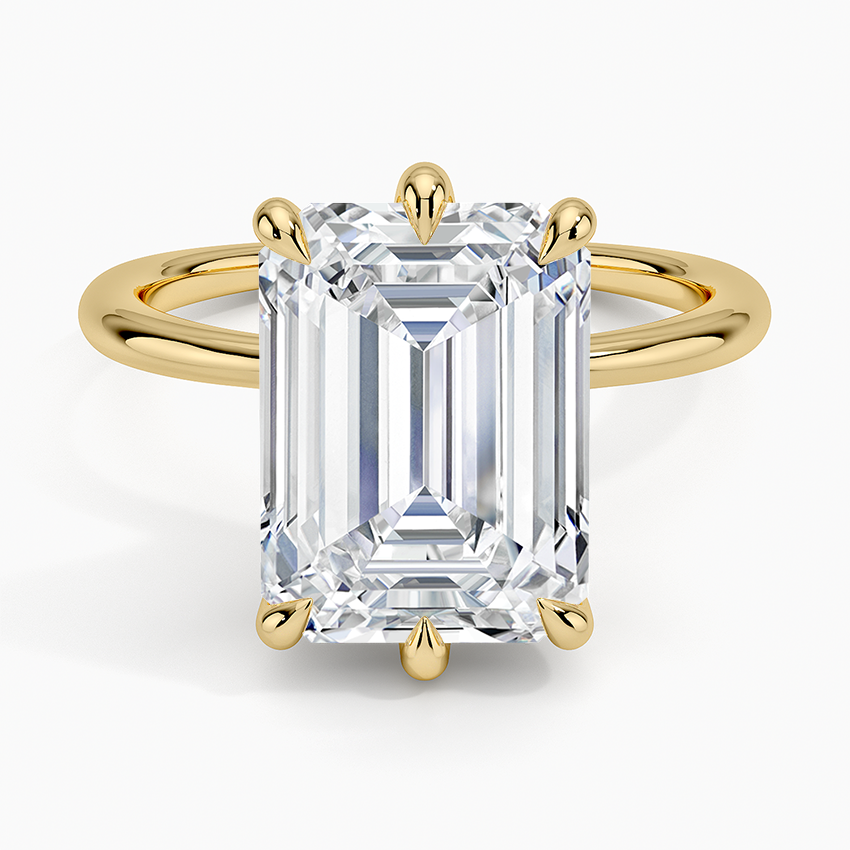 Freesia Six-Prong Solitaire Ring Yellow Gold 18k Emerald Engagement Ring
