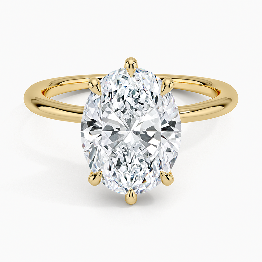 Freesia Six-Prong Solitaire Ring Yellow Gold 18k Oval Engagement Ring