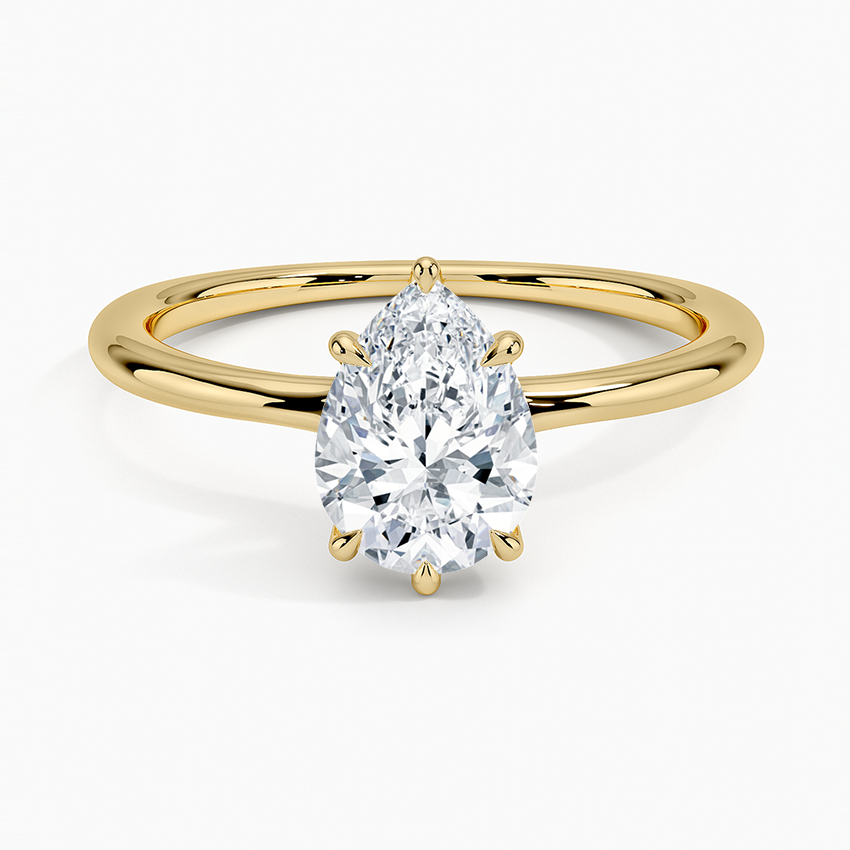 Freesia Six-Prong Solitaire Ring Yellow Gold 18k Pear Engagement Ring