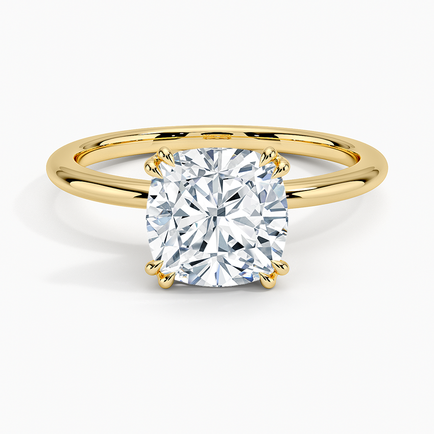 Aveline Solitaire Ring Yellow Gold 18k Cushion Engagement Ring
