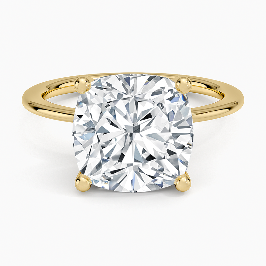 Aimee Solitaire Ring Yellow Gold 18k Cushion Engagement Ring