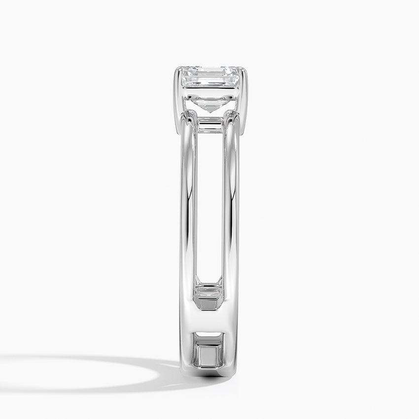 Aimee Open Double Band Solitaire Ring Platinum Asscher Engagement Ring