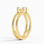 Aimee Open Double Band Solitaire Ring Yellow Gold 18k Asscher Engagement Ring