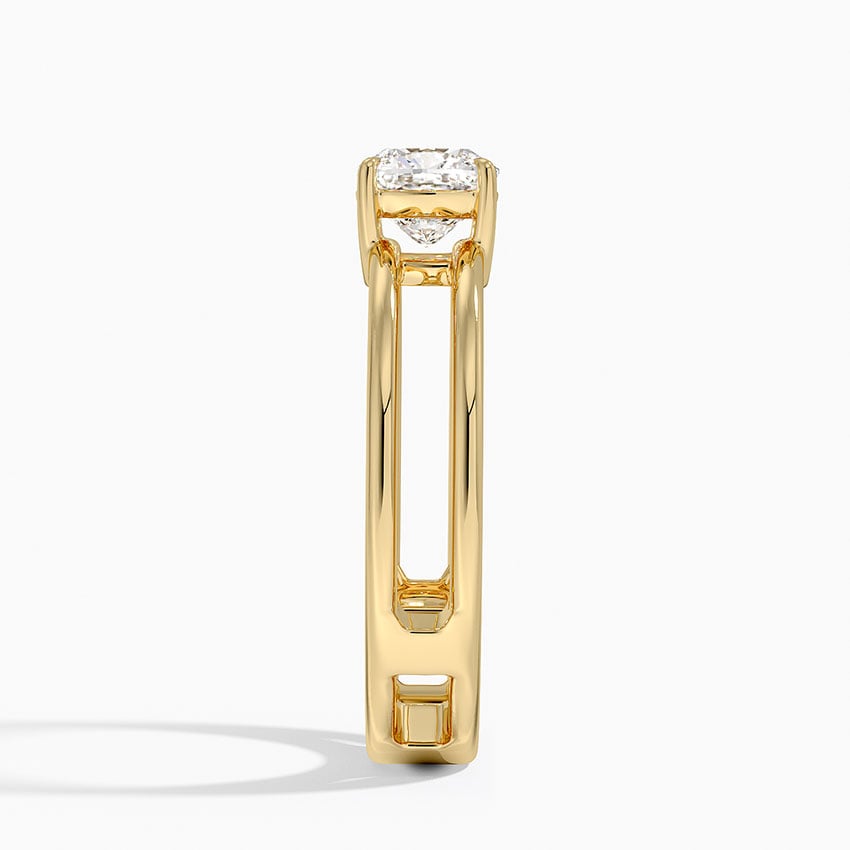 Aimee Open Double Band Solitaire Ring Yellow Gold 18k Cushion Engagement Ring