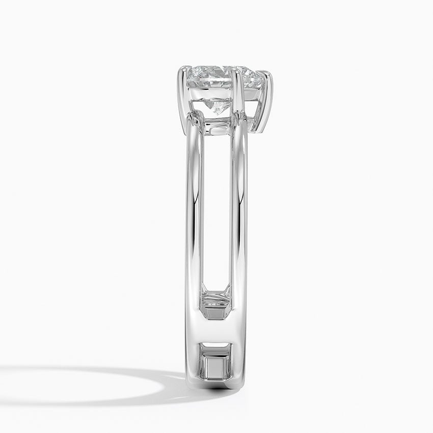 Aimee Open Double Band Solitaire Ring Platinum Heart Engagement Ring